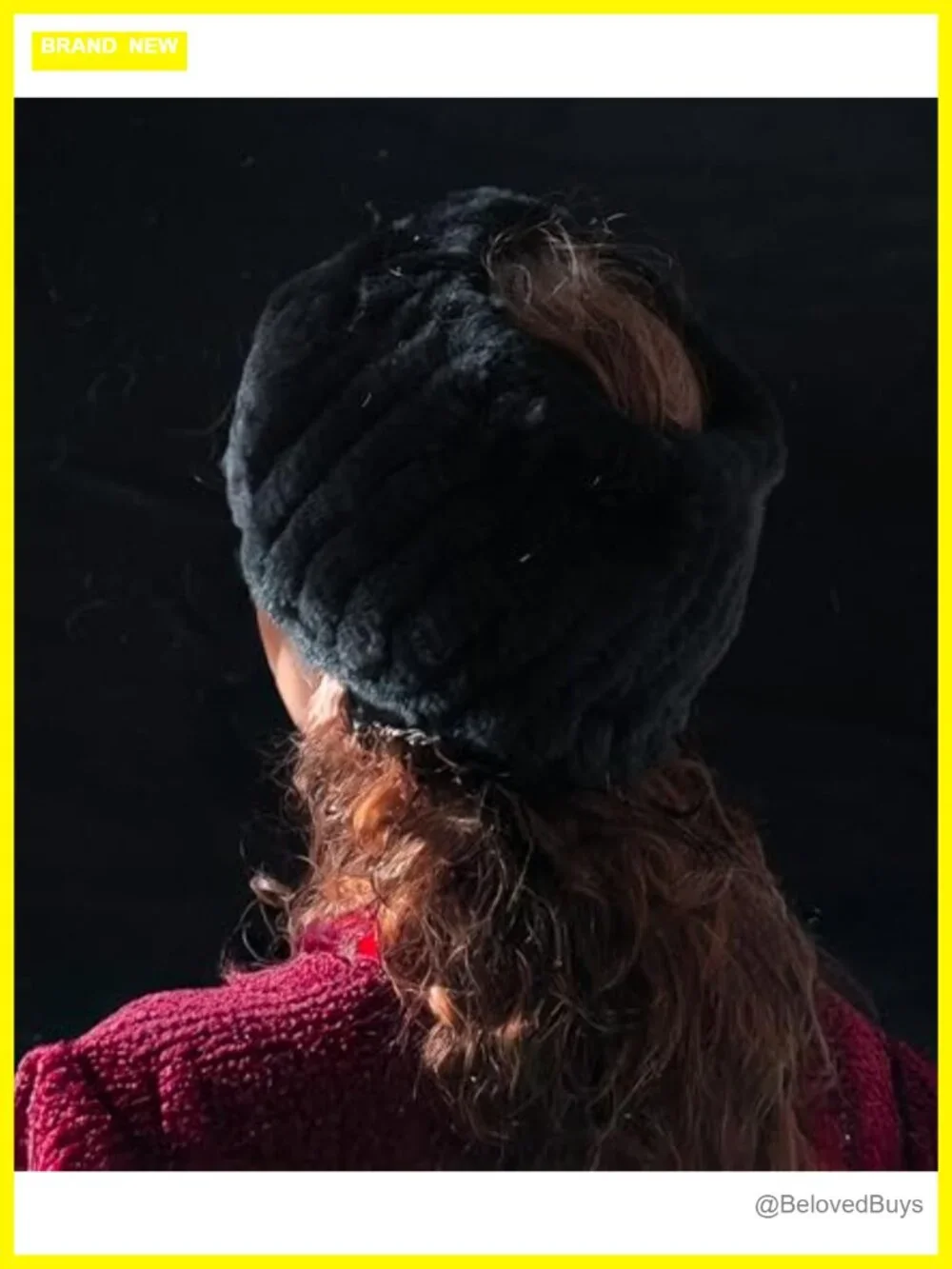 Luxury Real Rabbit Fur Knitted Hat with Fox Fur Brim and Convertible Neck